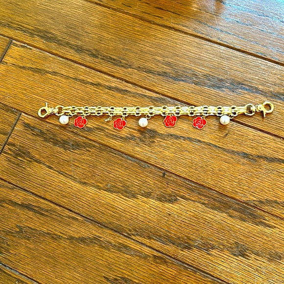 Unbranded Orange Flowers and Pearls Bag Charm/Keychain - Picture 2 of 2